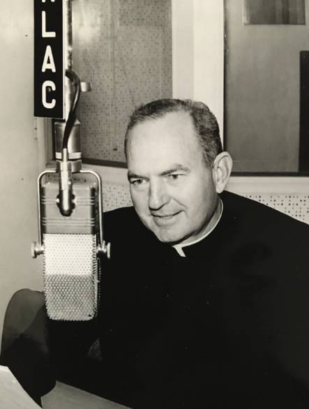 Father Frank broadcasting
